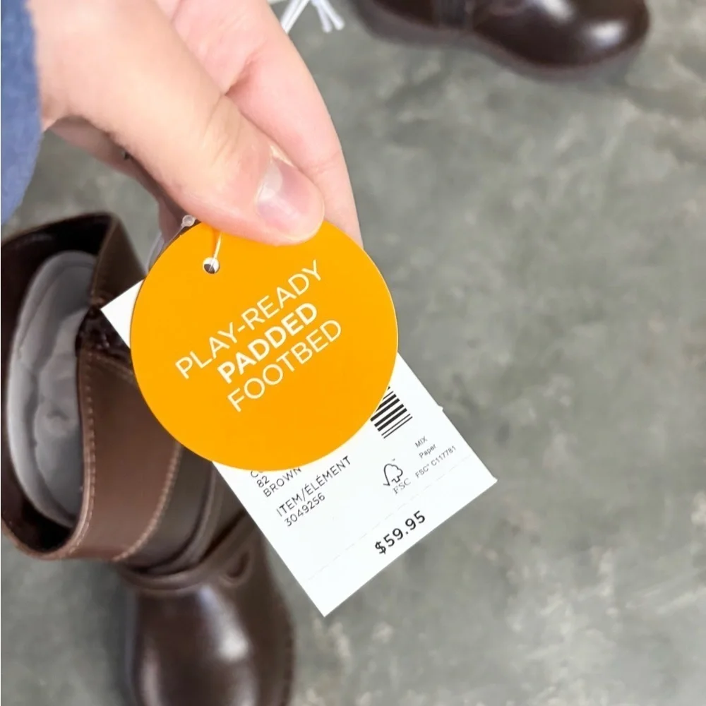 Gymboree brown tall faux leather boots fall zipper size 6 toddler baby new